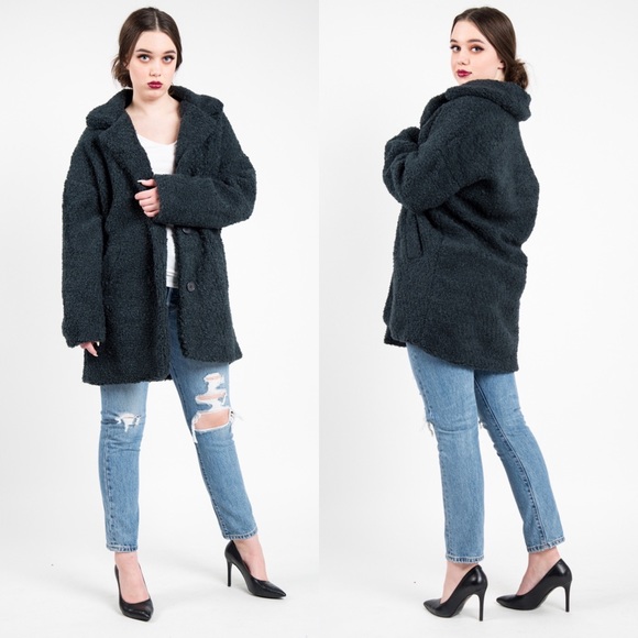 Gentle Fawn Vera Popcorn Short Teddy Coat Dark Teal Green S NWT - Picture 13 of 13